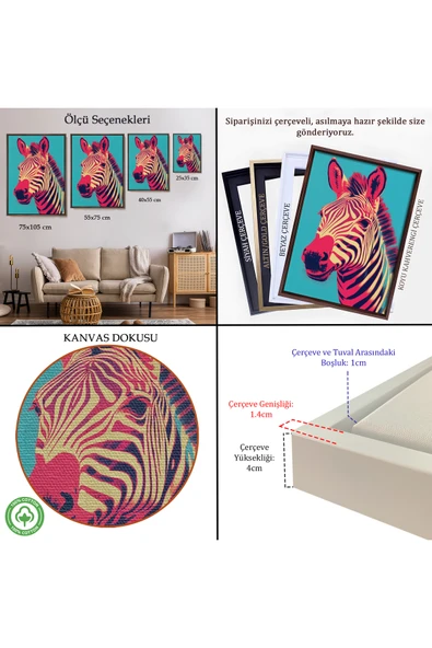 Trezon Ahşap Çerçeveli Zebra Tablosu-7642 - Resim 5