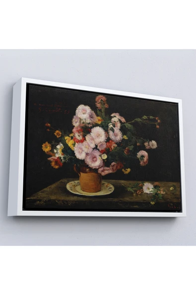 Trezon Ahşap Çerçeveli Aster Buketi, 1859, Gustave Courbet Tablo-7059 ürün görseli 1