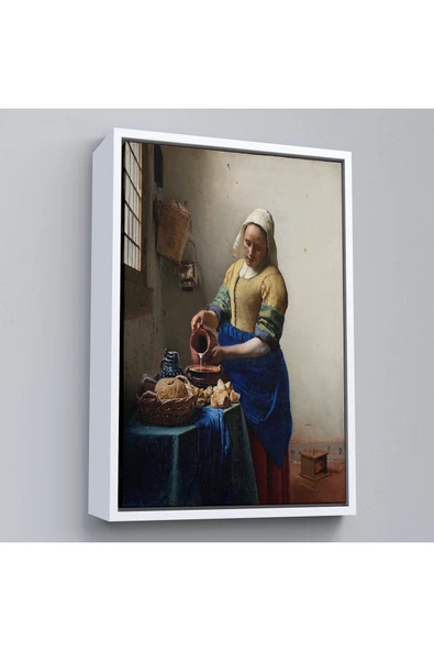 Trezon Ahşap Çerçeveli Johannes Vermeer - Sütçü Kız Tablo - The Milkmaid-7434 ürün görseli 1