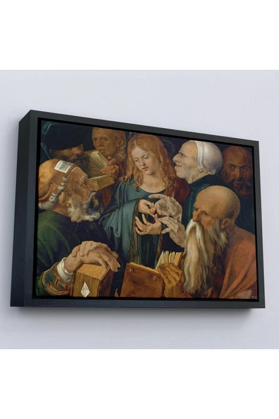 Trezon Ahşap Çerçeveli Albrecht Dürer - Doktorlar Arasında İsa Tablosu --7255 ürün görseli 1