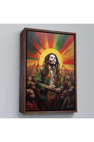 Trezon Ahşap Çerçeveli Bob Marley Tablosu-7744 - Resim 2