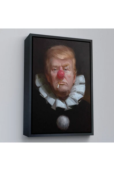 Trezon Ahşap Çerçeveli Palyaço Donald Trump Tablo-7849 ürün görseli 1