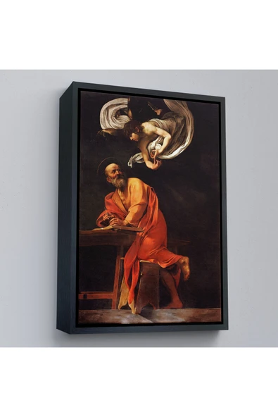 Trezon Ahşap Çerçeveli Caravaggio - Aziz Matta Ve Melek Tablosu - Saint Matthew And The Angel-7388 ürün görseli 1