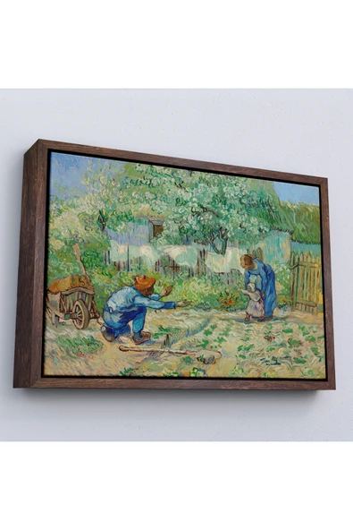 Trezon Ahşap Çerçeveli Vincent Van Gogh - Millet'Den Sonra İlk Adımlar Tablo - First Steps-7164 ürün görseli 1