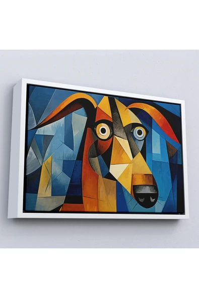 Trezon Ahşap Çerçeveli Pablo Picasso Tarzında Soyut Köpek Tablosu-7212 ürün görseli 1
