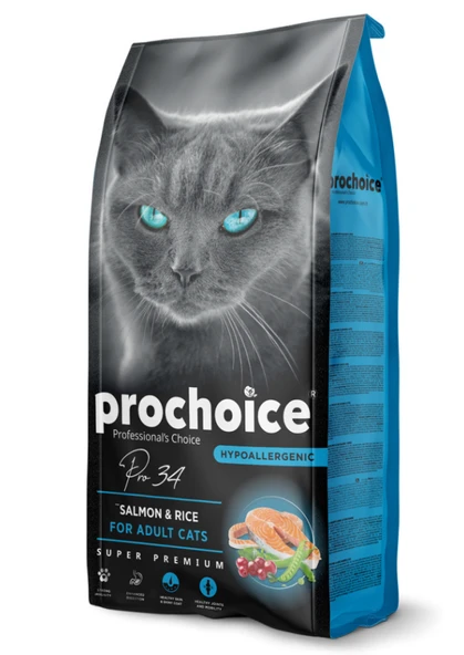ProChoice 34 Somonlu ve Pirinçli Düşük Tahıllı Yetişkin Kedi Maması 15 Kg ürün görseli 1