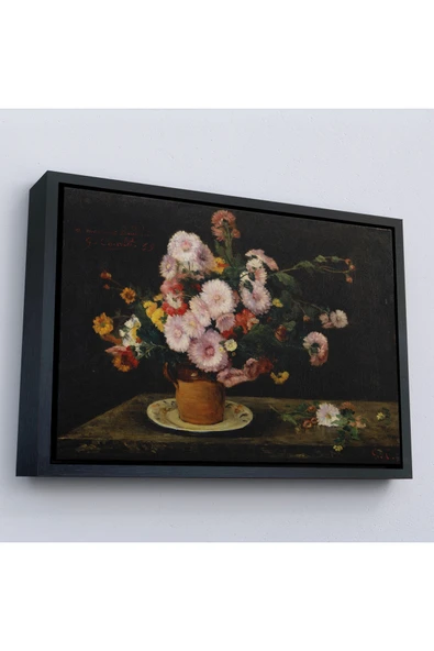 Trezon Ahşap Çerçeveli Aster Buketi, 1859, Gustave Courbet Tablo-7059 ürün görseli 1