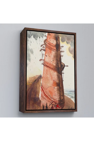 Trezon Ahşap Çerçeveli Salvador Dali - Kule Tablo-7394 ürün görseli 1