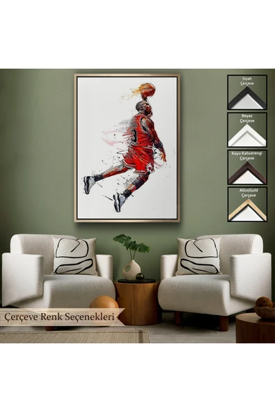 Trezon Ahşap Çerçeveli Michael Jordan Tablo-7787 - Resim 6