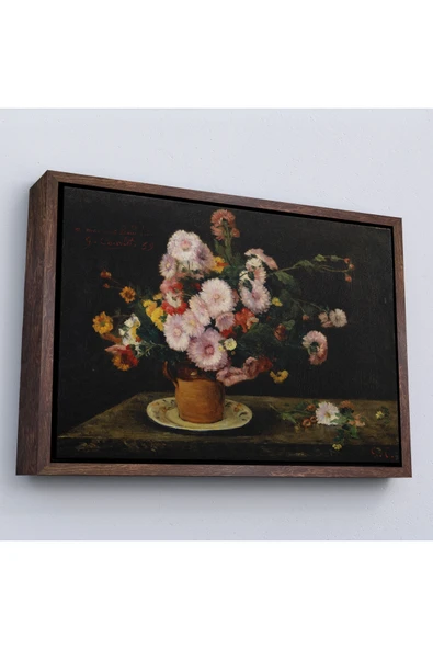 Trezon Ahşap Çerçeveli Aster Buketi, 1859, Gustave Courbet Tablo-7059 ürün görseli 1