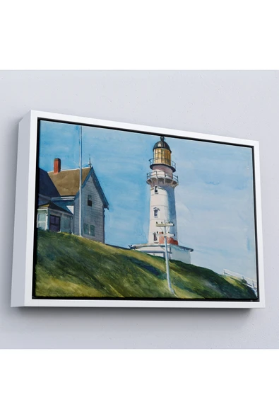 Trezon Ahşap Çerçeveli Edward Hopper - Deniz Feneri Tablo - Light At Two Lights-7097 ürün görseli 1