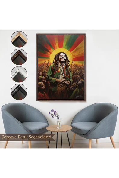 Trezon Ahşap Çerçeveli Bob Marley Tablosu-7744 - Resim 7