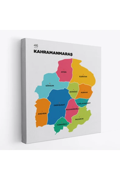 Trezon Kahramanmaraş İli ve İlçeler Haritası Dekoratif Kanvas Tablo 1370 ürün görseli 1