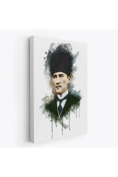 Trezon Mustafa Kemal Atatürk'ün Suluboya Görünümlü Portresi Dekoratif Kanvas Tablo-DA-78 ürün görseli 1