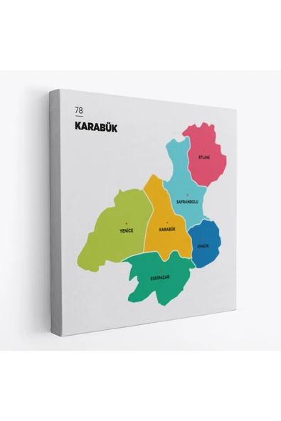 Trezon Karabük İli ve İlçeler Haritası Dekoratif Kanvas Tablo 1373 ürün görseli 1