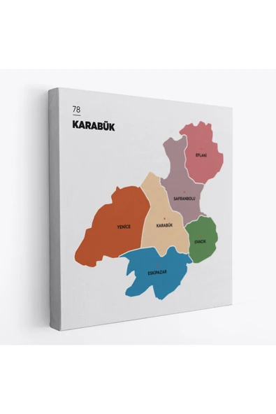 Trezon Karabük İli ve İlçeler Haritası Dekoratif Kanvas Tablo 1374 ürün görseli 1