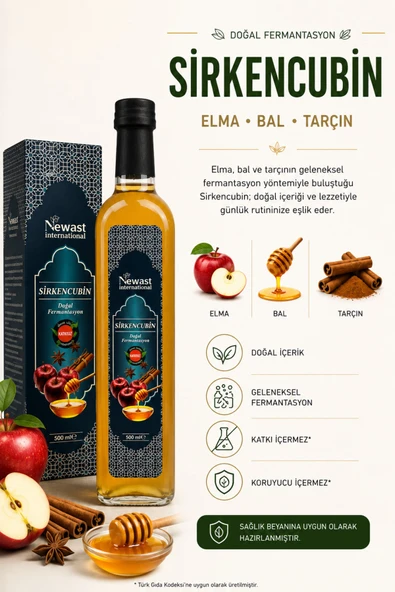 SİRKENCUBİN DOĞAL FERMANTASYON ELMA BAL TARÇIN İÇERİKLİ 500 ML ürün görseli 1