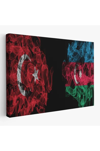 Trezon Türkiye Azerbaycan Bayrak Desenli Dekoratif Kanvas Tablo-6518 ürün görseli 1