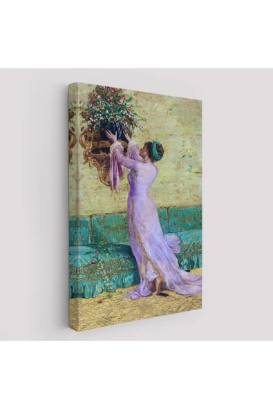 Trezon Vazo Yerleştiren Kız Osman Hamdi Bey Kanvas Tablo-5295 ürün görseli 1