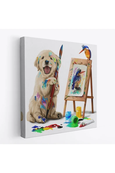Trezon Ressam Yavru Köpek Dekoratif Kanvas Tablo-5845 ürün görseli 1