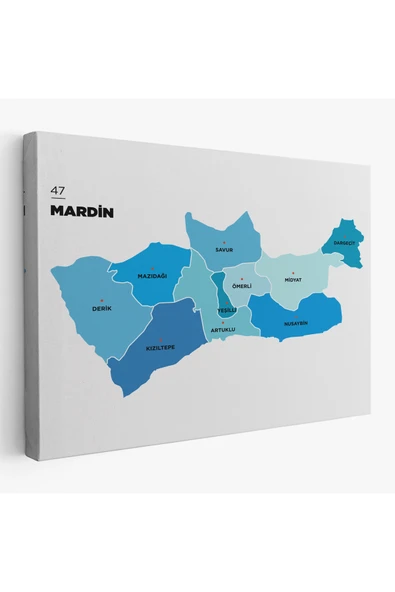 Trezon Mardin İli ve İlçeler Haritası Dekoratif Kanvas Tablo 1417 ürün görseli 1