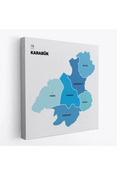 Trezon Karabük İli ve İlçeler Haritası Dekoratif Kanvas Tablo 1375 ürün görseli 1