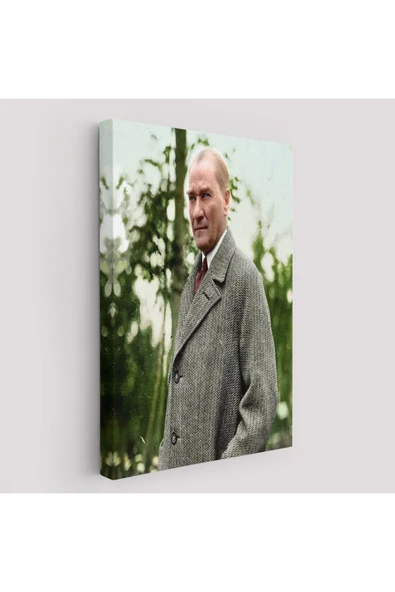 Trezon Mustafa Kemal Atatürk Paltolu Fotoğrafı Duvar Tablosu-6199 ürün görseli 1