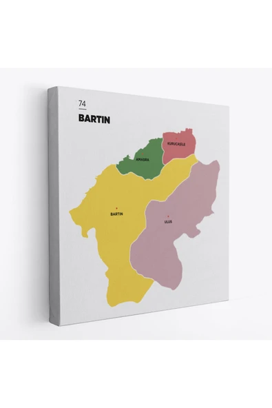 Trezon Bartın İli ve İlçeler Haritası Dekoratif Kanvas Tablo 1283 ürün görseli 1