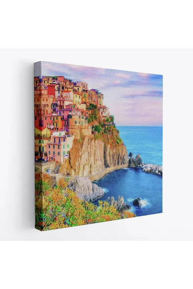 Trezon Manarola Cinque Terre İtalya Manzaralı Kanvas tablo-5864 ürün görseli 1