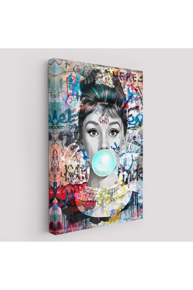 Trezon Audrey Hepburn Graffiti Pop Art Duvar Tablosu-6470 ürün görseli 1