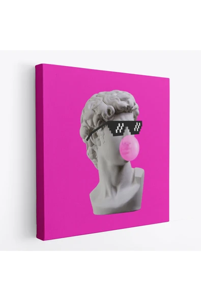 Trezon Piksel Gözlüklü David'in Kafasının Alçı Heykeli Kanvas Tablo, Pop Art-5064 ürün görseli 1