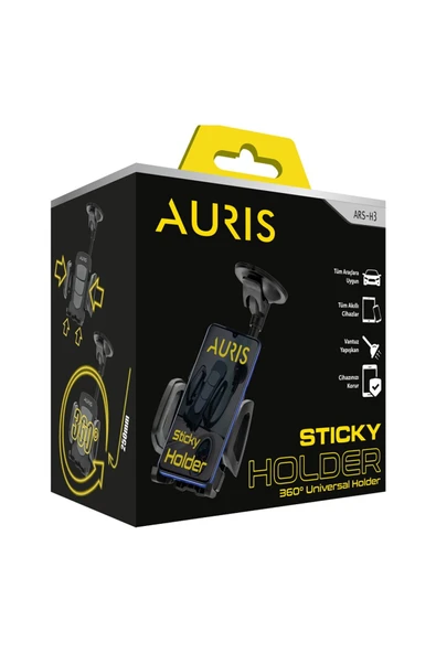 Auris Araç Oto Telefon Tutucu 360 Derece Döndürülebilen Telefon Tutucu ARS-H3 ürün görseli 1