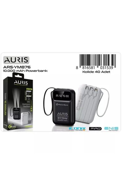 AURISS Auris YM876 10.000 Mah Kablolu Powerbank ürün görseli 1