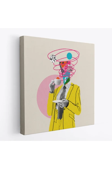Trezon Çizgi Roman Kahramanı Kahvesini Yudumluyor Pop Art Kanvas Tablo-5066 ürün görseli 1