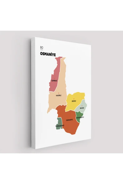 Trezon Osmaniye İli ve İlçeler Haritası Dekoratif Kanvas Tablo 1437 ürün görseli 1