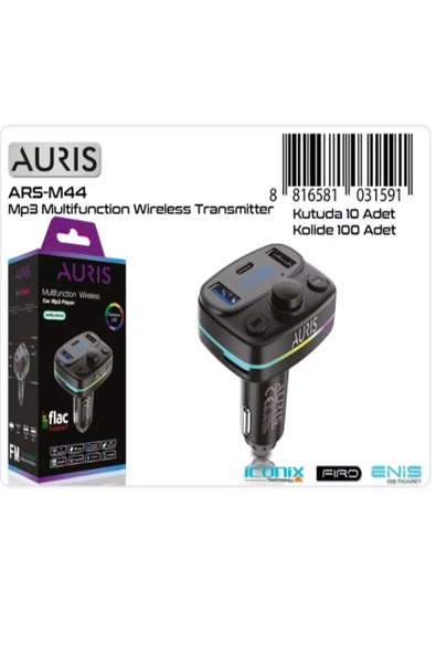 Auris ARS-M44 Bluetooth/USB FM 2usb+Pd Rgb Fm Transmitter ürün görseli 1