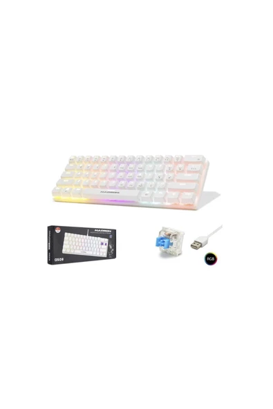 NODAR Hadron G508B Kablolu Oyuncu Mini Klavye Mekanik Blue Switch Rgb Q Beyaz ürün görseli 1