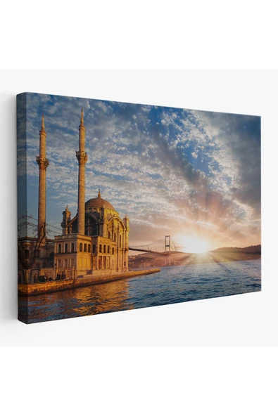 Trezon Ortaköy Camii ve Boğaziçi Köprüsü Manzarası Dekoratif Kanvas Tablo-6504 ürün görseli 1
