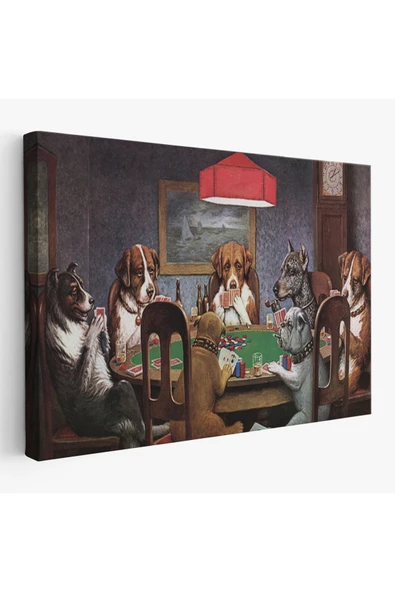 Trezon Cassius Marcellus Coolidge - Poker Oynayan Köpekler Eseri Kanvas Tablo-5170 ürün görseli 1