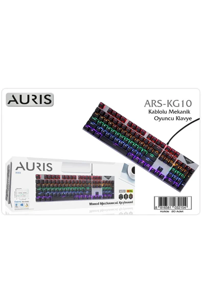 Auris ARS-KG10 Kablolu RGB 50 milyon tuş ömürlü Mavi Switch Mekanik Klavye ürün görseli 1