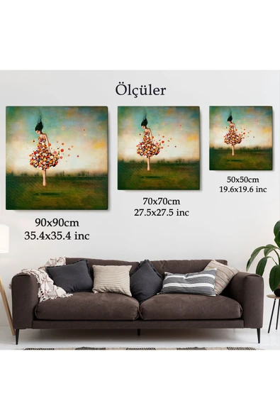 Trezon Çiçek Elbiseli Kız Kanvas Tablo-5889 - Resim 5
