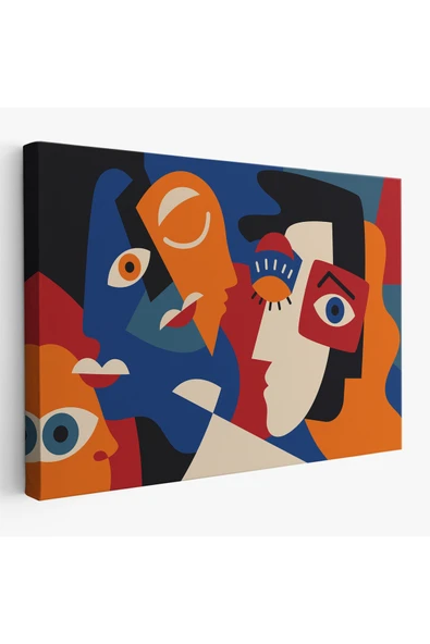 Trezon Picasso Tarzı Soyut İnsan Yüzleri Kanvas Duvar Tablosu-1195 ürün görseli 1