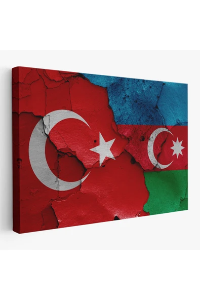Trezon Türkiye Azerbaycan Bayrak Desenli Dekoratif Kanvas Tablo-6516 ürün görseli 1