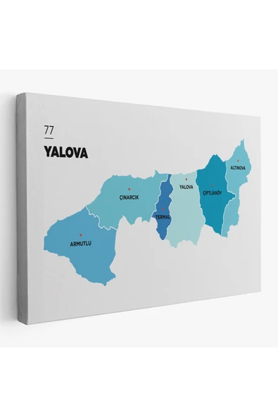Trezon Yalova İli ve İlçeler Haritası Dekoratif Kanvas Tablo 1483 ürün görseli 1