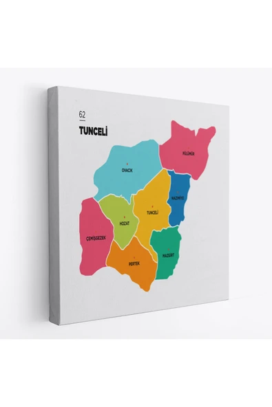 Trezon Tunceli İli ve İlçeler Haritası Dekoratif Kanvas Tablo 1472 ürün görseli 1
