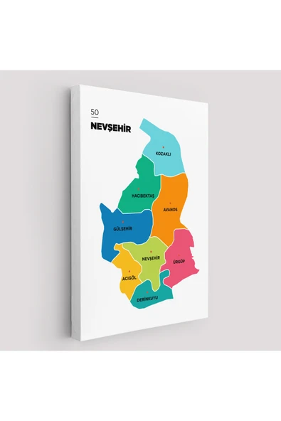 Trezon Nevşehir İli ve İlçeler Haritası Dekoratif Kanvas Tablo 1427 ürün görseli 1