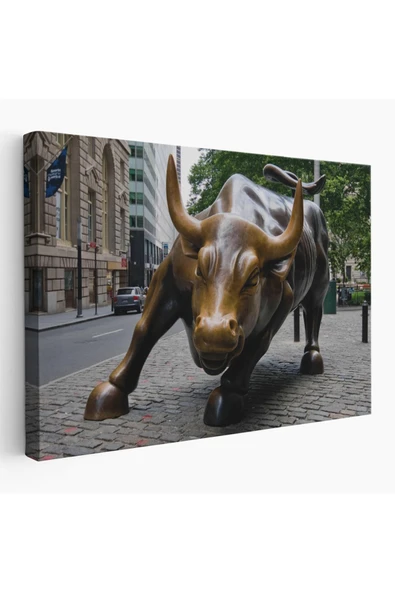 Trezon New York Boğa Heykeli Kanvas Tablo / Charging Bull-5160 ürün görseli 1