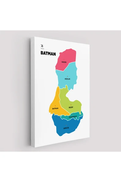 Trezon Batman İli ve İlçeler Haritası Dekoratif Kanvas Tablo 1285 ürün görseli 1