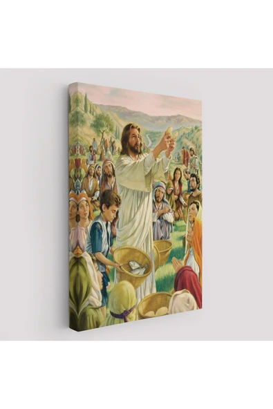 Trezon Rab İsa Binlerce Kişiyi Birkaç Ekmek ve Balıkla Doyuruyor Tablo Jesus Christ -6386 ürün görseli 1