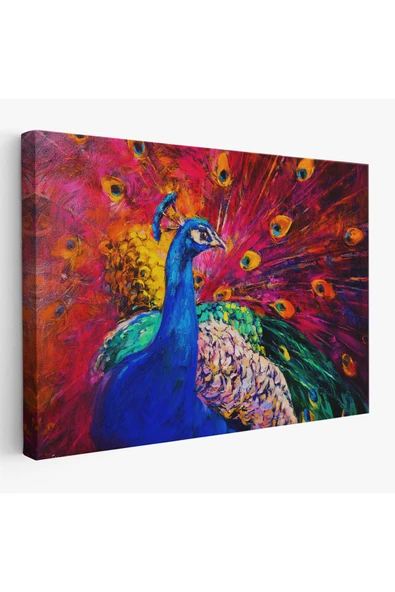 Trezon Çok Renkli Tavus Kuşu Modern Sanat Kanvas Duvar Tablosu-1112 ürün görseli 1